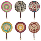 Handwoven Seagrass Fan — Boho Striped Décor