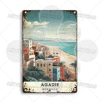 Maghreb Cityscape Metal Sign — North African Travel Wall Décor
