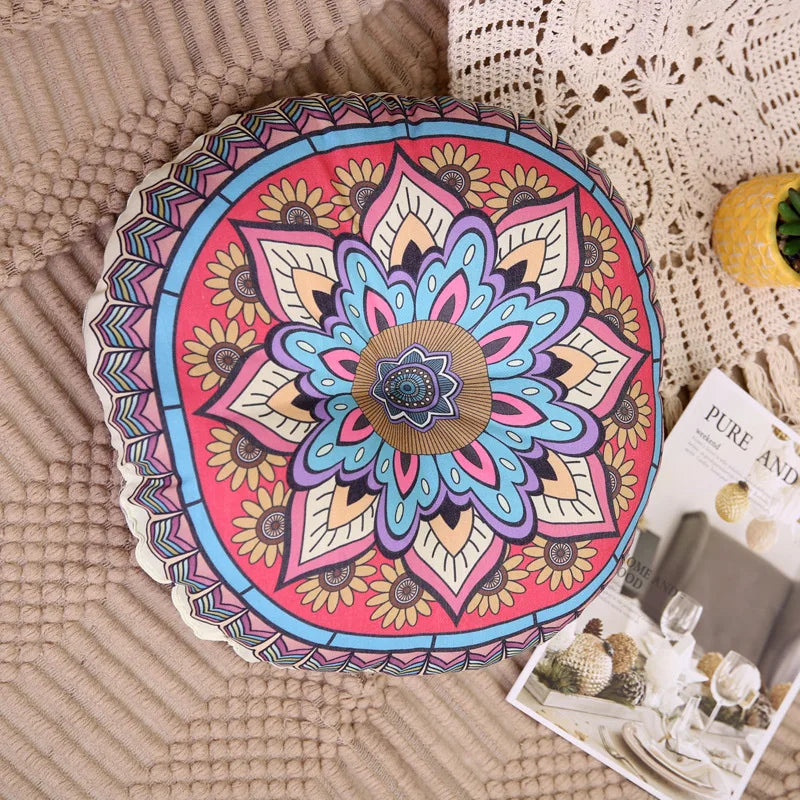 Vintage Round Futon Seat Cushion Retro Ethnic Bay Window Tatami Mat on The Ground Lazy Bohemian Fart Cushion Seat Cushion