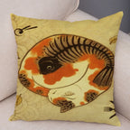 Samurai Cat Cushion Cover — Vintage Japanese Tattoo Art