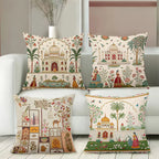 Indian Style Cushion Covers With Palace And Women Patterns Polyester pillowcase, sofa decorative cushion cov Headboard Pillow