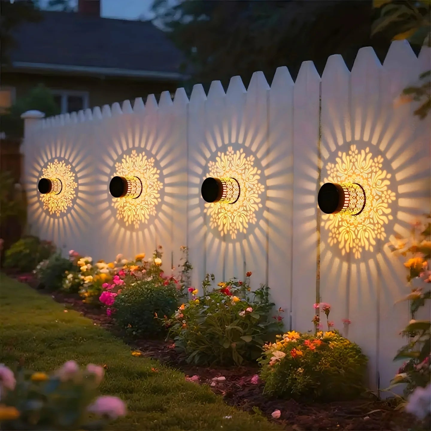 Solar-Powered Datura Lantern Light Wall Lamp Outdoor Garden Patio Walkway Decorations 1Pcs/2Pack Lighting for Garden Decor