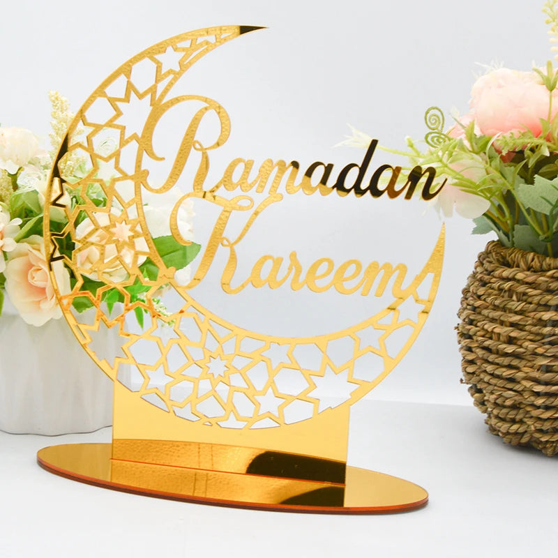 Ramadan & Eid Acrylic Tabletop Ornament – Islamic Home Décor Stand
