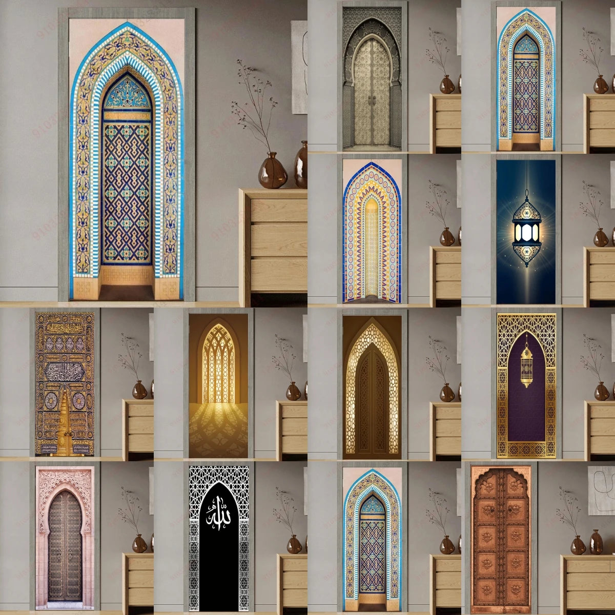 Moroccan Arch Door Mural — Islamic Geometric Wall Sticker