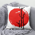 Lucky Cat & Mount Fuji Cushion Cover — Japanese Art Pillow