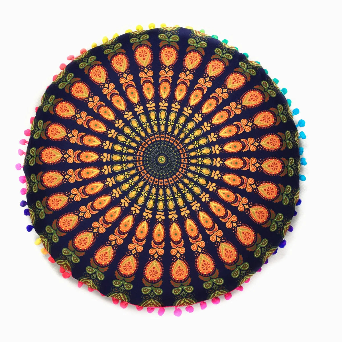 Moroccan Mandala Floor Cushion Cover — Round Bohemian Tatami Seat Cover