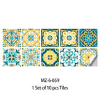 10pcs Blue & Gray Matte Surface Wall Sticker Film For Tiles /Ground in Kitchen Backsplash Floor PVC Art Wallpaper Peel & Stick