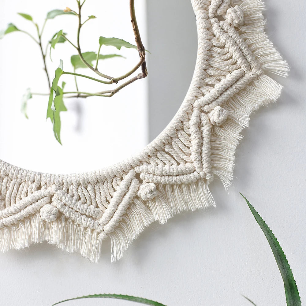 Round Boho Wall Mirror — Macrame Home Décor