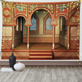 Blue Moroccan Arch Tapestry — Islamic Geometric Wall Hanging