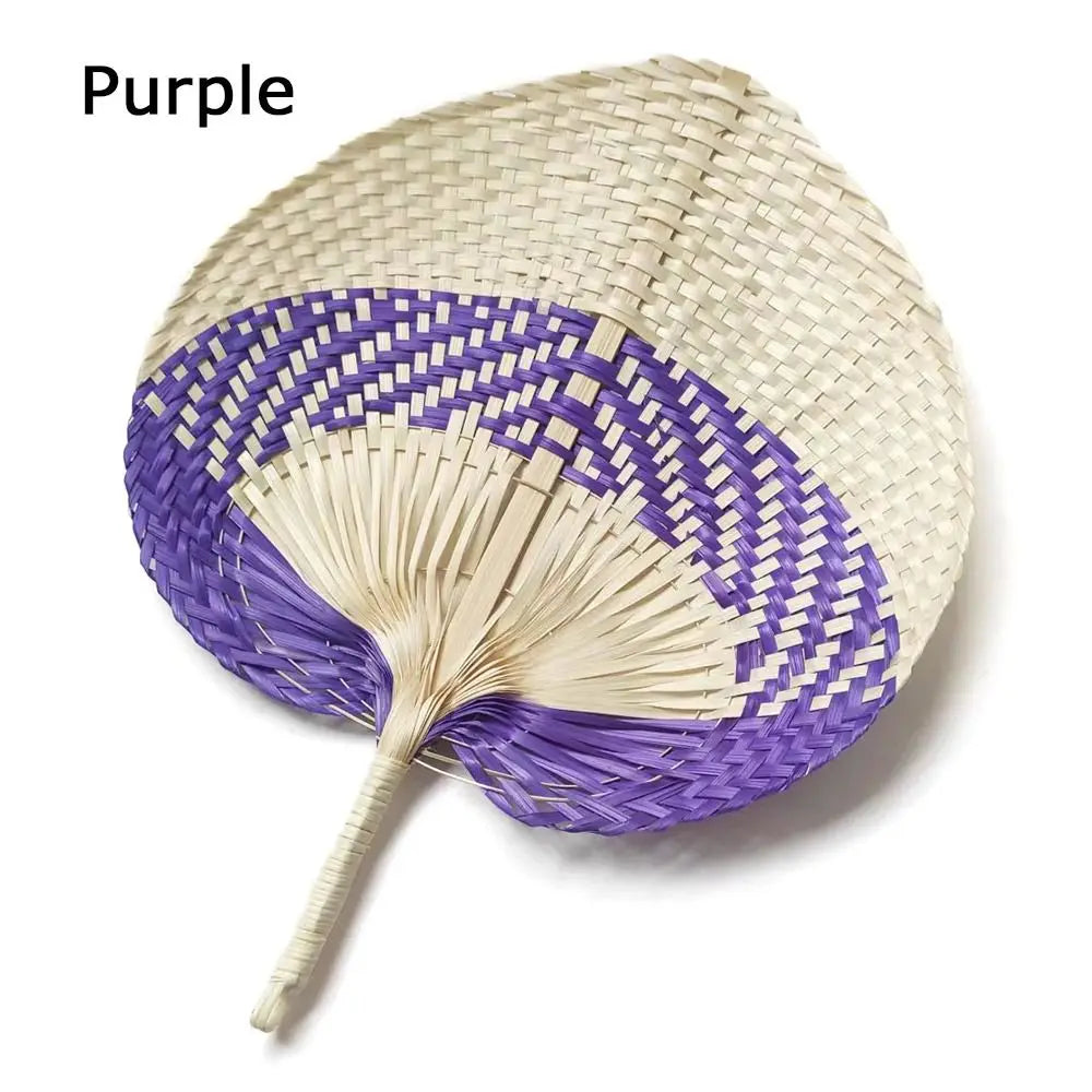 Handmade Peach Shaped Bamboo Woven Cooling Fan Straw Hand-woven Fan Summer Bamboo Artificial Cooling Fan Woven Fan Home Decor