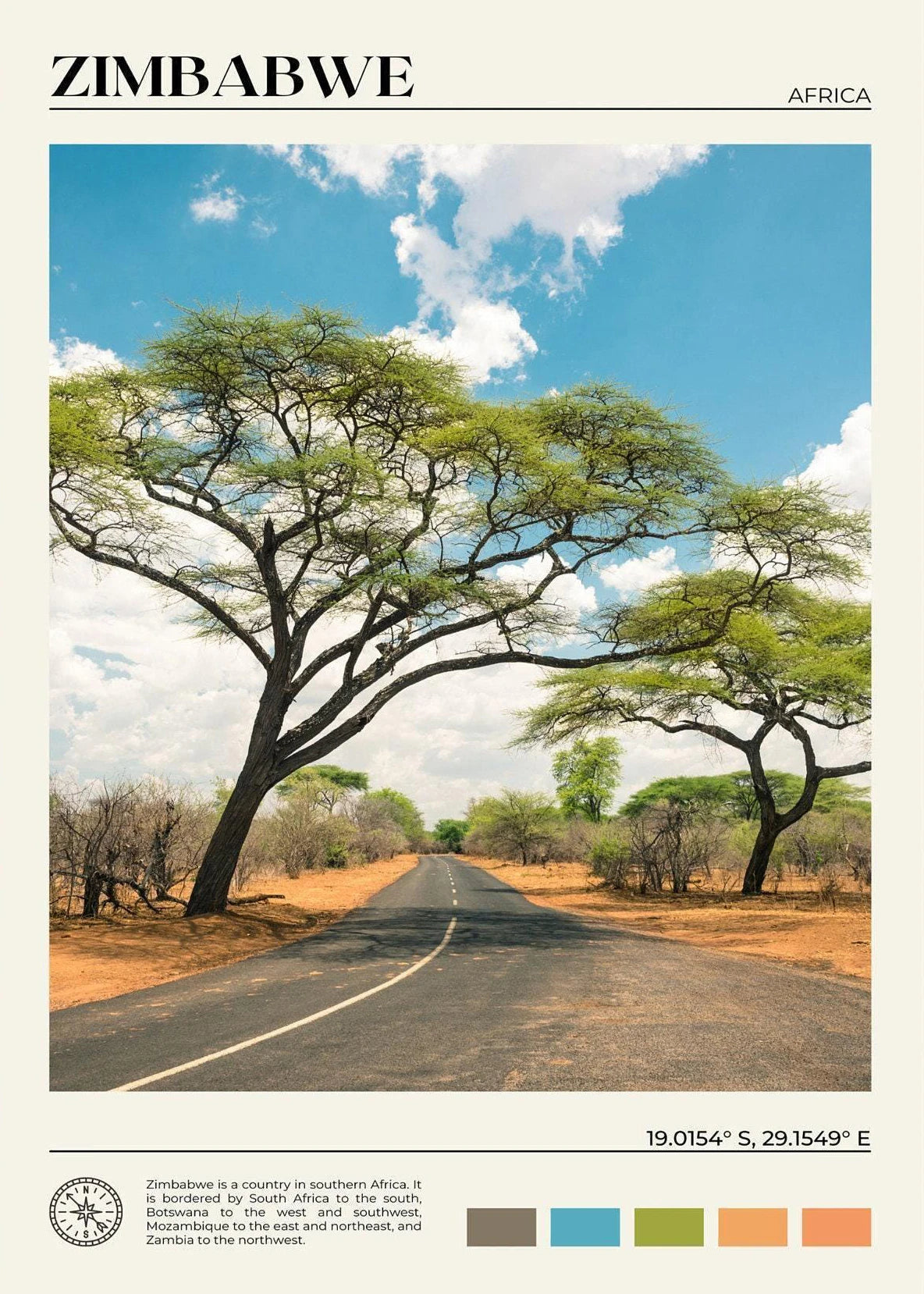 African Travel Wall Art — Minimalist Destination Canvas Print, 24 Designs