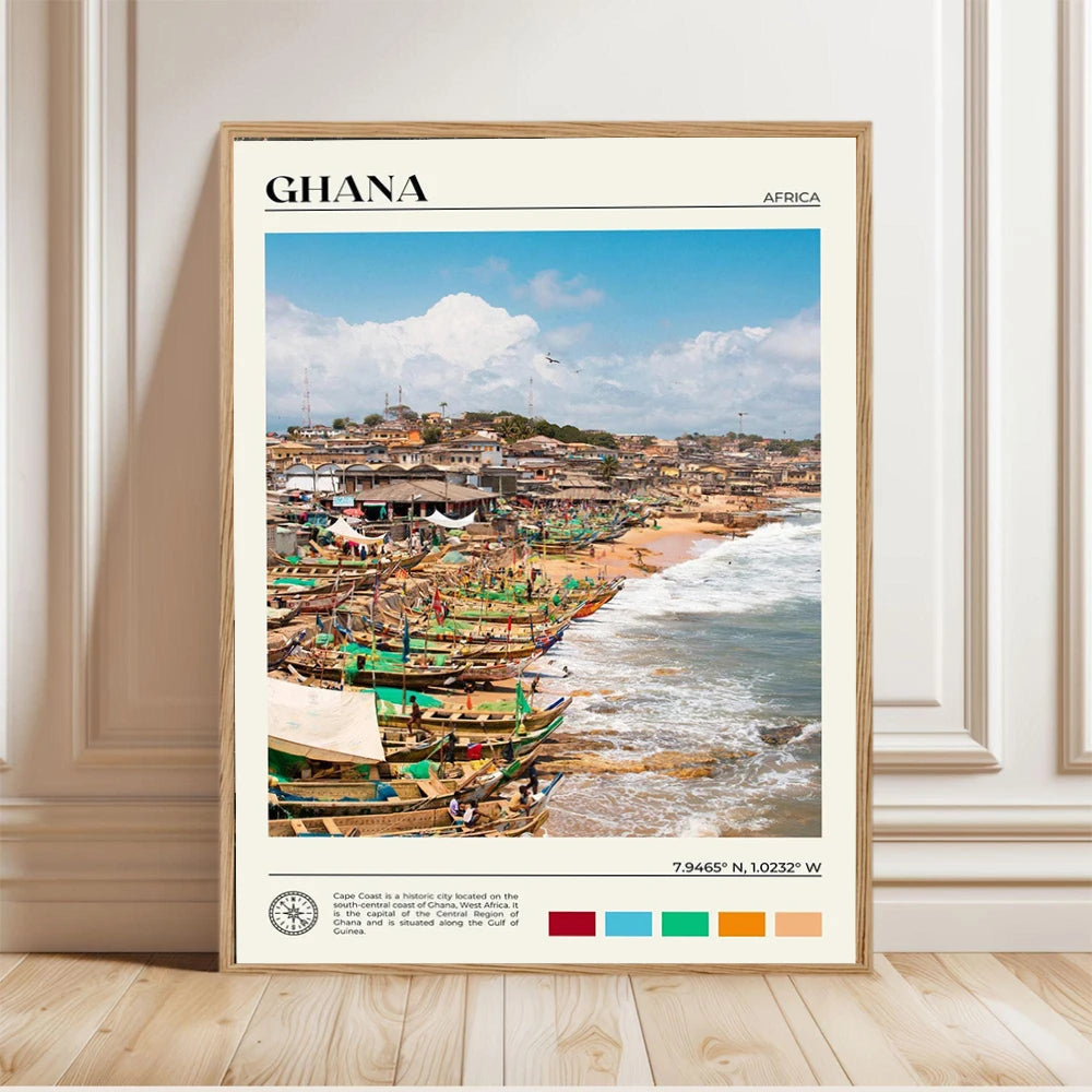 African Travel Wall Art — Minimalist Destination Canvas Print, 24 Designs