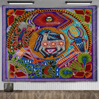 Huichol-Inspired Mexican Yarn Art Tapestry Wall Hanging – Vibrant Mandala Home Decor