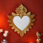Sagrado Corazón Sacred Heart Hanging Mirror — Flame Heart Wall Pendant