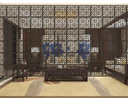 Japanese Wooden Room Divider — Hollow Screen Partition Panels