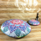 Indian Mandala Round Floor Cushion Cover — Boho Pom-Pom Pouf Cover