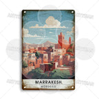 Maghreb Cityscape Metal Sign — North African Travel Wall Décor