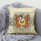 Lucky Cat & Mount Fuji Cushion Cover — Japanese Art Pillow