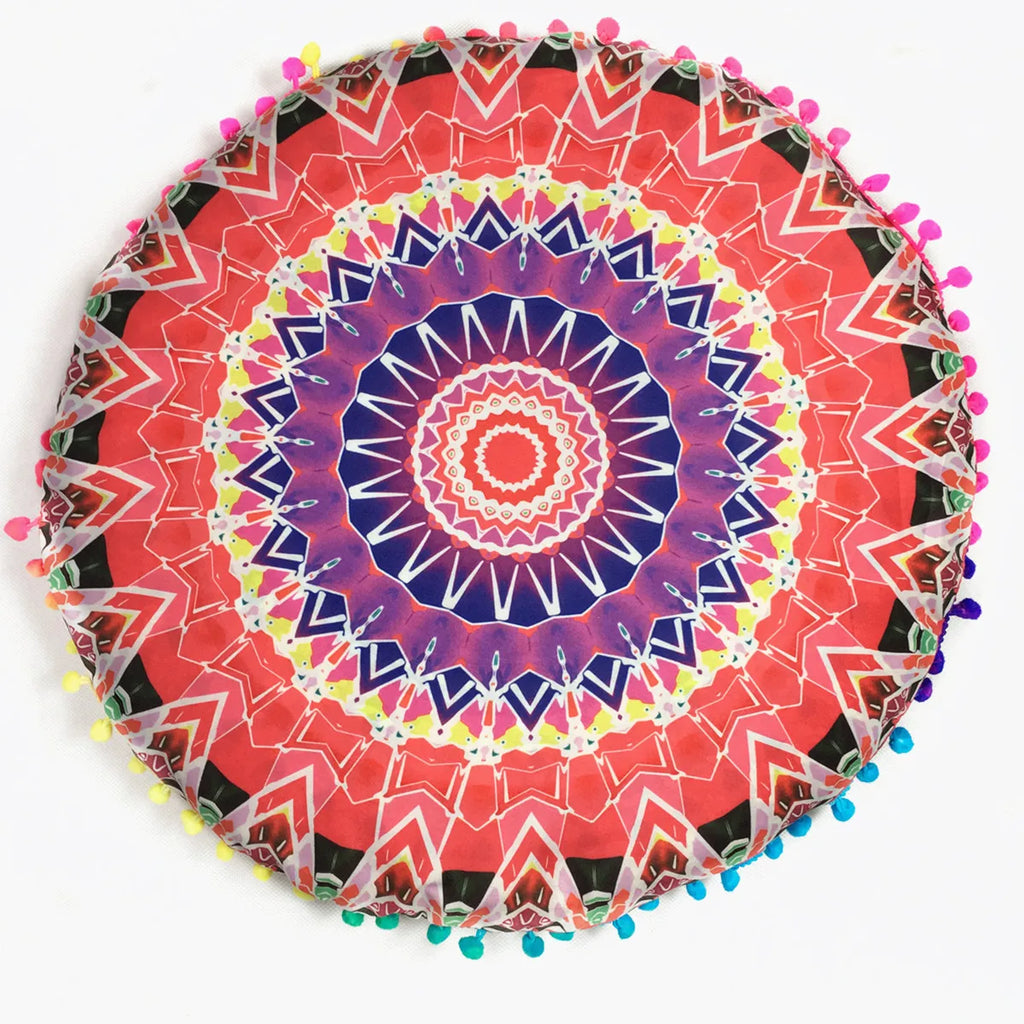 Moroccan Mandala Floor Cushion Cover — Round Bohemian Tatami Seat Cover