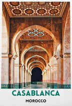 Casablanca & Marrakesh Travel Poster — Moroccan Architecture Canvas Print