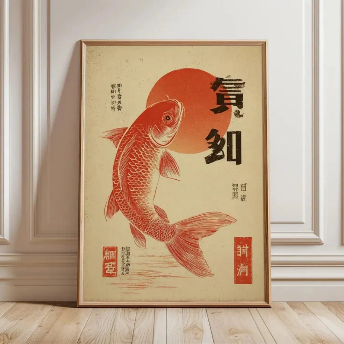 Japanese Koi Fish Canvas Prints Poster Japandi Vintage Fish Aesthetic Art Prints Bedroom Kitchen Home Decor Art Poster Gifts