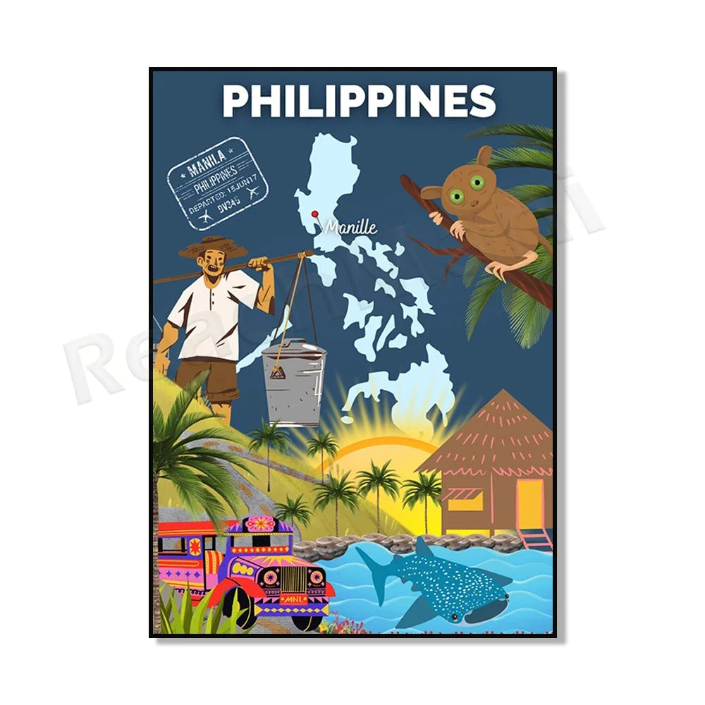 Philippines Travel Poster — Vintage Island & City Prints | Multiple Designs & Sizes
