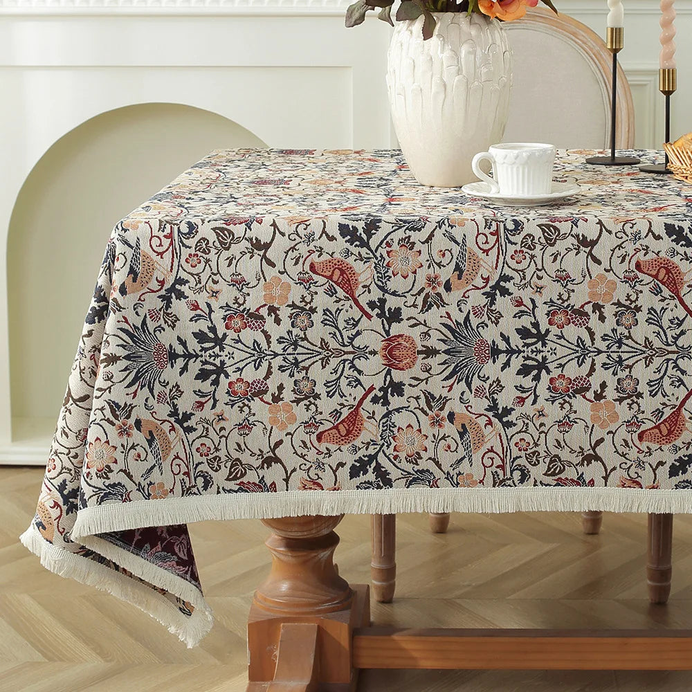 Moroccan Floral Tablecloth — Vintage Pattern Rectangular Table Cover