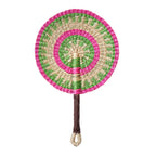 Handwoven Seagrass Fan — Boho Striped Décor