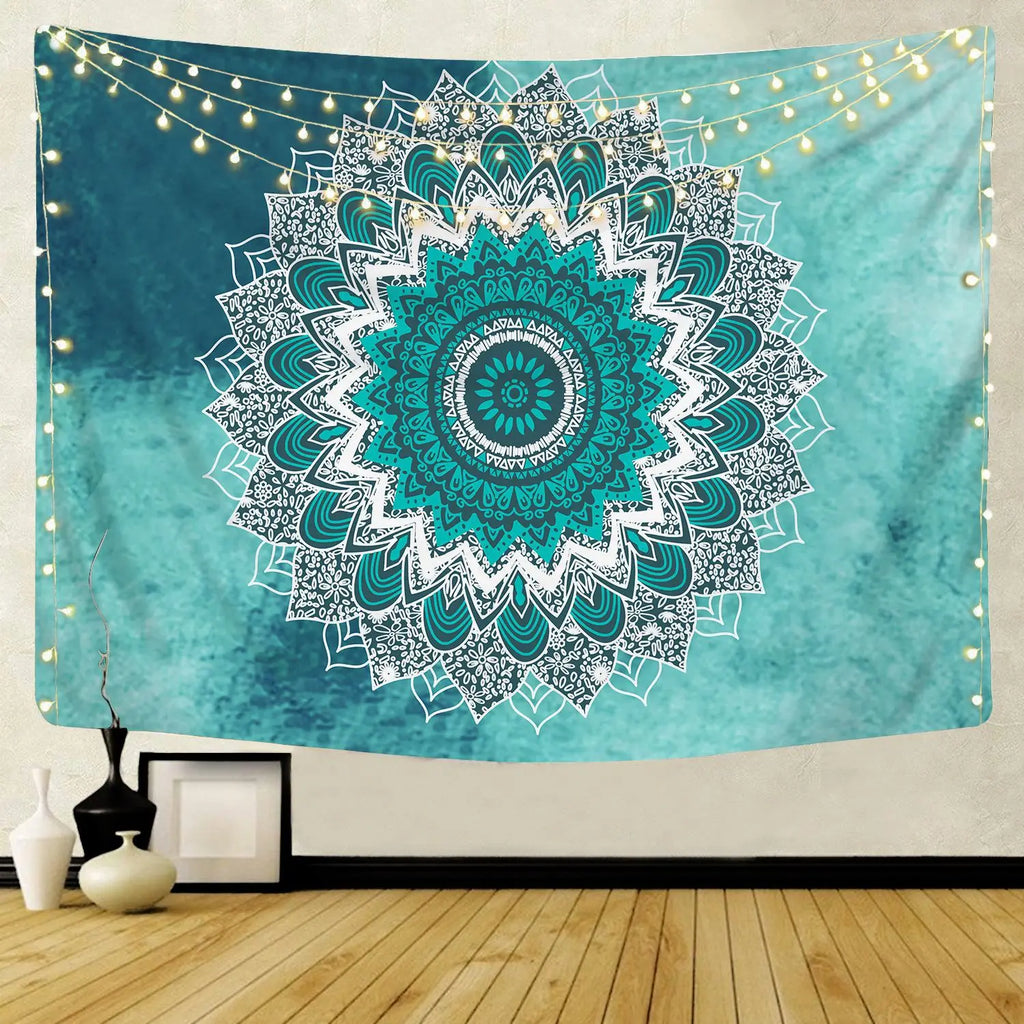 Wall Hanging Indian Mandala Tapestry Psychedelic Bohemian Home Decoration Aesthetic Living Room Background Cloth Beach Yoga Mat