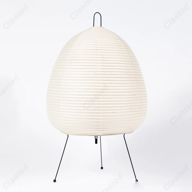 Japanese Rice Paper Table Lamp — Tripod Lantern Light, 3 Light Colors