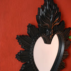 Sagrado Corazón Sacred Heart Hanging Mirror — Flame Heart Wall Pendant