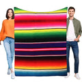 Mexican Serape Striped Throw Blanket — Colorful Boho Décor