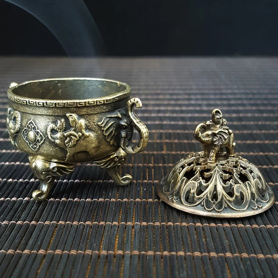 Brass Elephant Incense Burner — Handcrafted Indian Sculpture