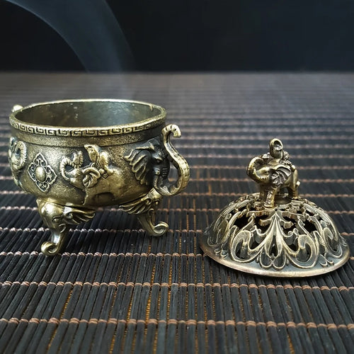 Brass Elephant Incense Burner — Handcrafted Indian Sculpture