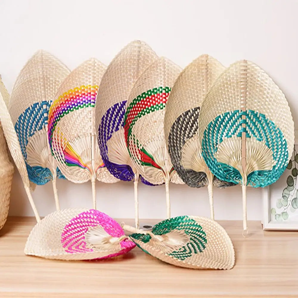 Handwoven Bamboo Peach Fan — Filipino Artisan Cooling Fan