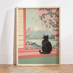 Japanese Ukiyo-e Style Funny Black Cat Bathroom Poster Print Canvas Painting Wall Art Picture for Kitchen Bathroom Home Decor