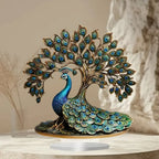 Decorative Acrylic Peacock Figurine — Jeweled Tabletop Ornament