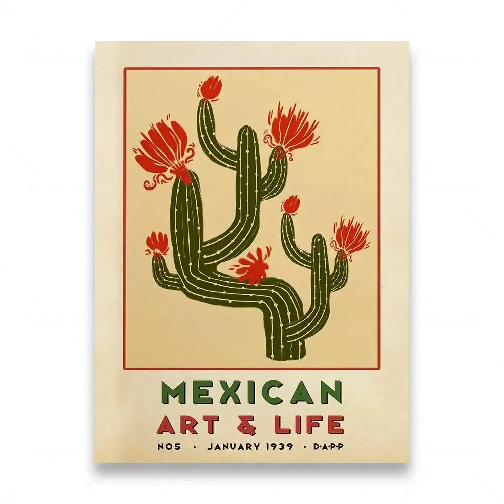 Mexican Folk Art Canvas Print — Vintage-Style Wall Art Poster