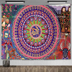 Huichol-Inspired Mexican Yarn Art Tapestry Wall Hanging – Vibrant Mandala Home Decor