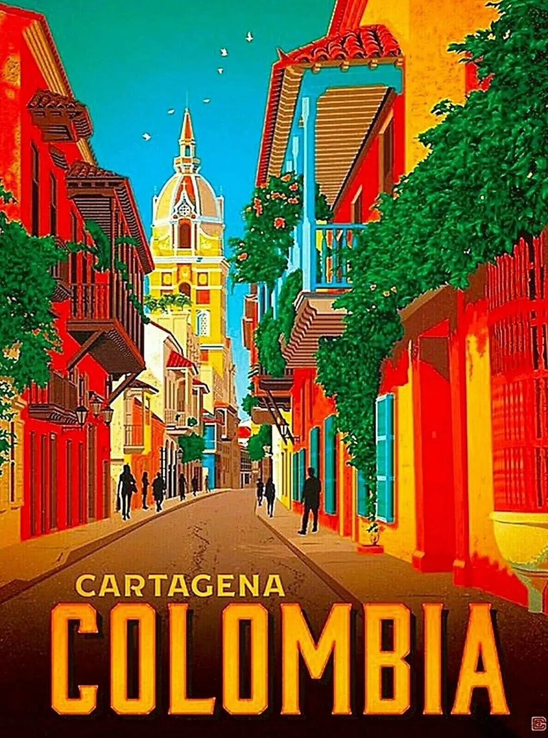 Cartagena Colombia Metal Sign — Vintage Travel Art Wall Plaque