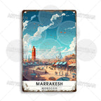 Maghreb Cityscape Metal Sign — North African Travel Wall Décor
