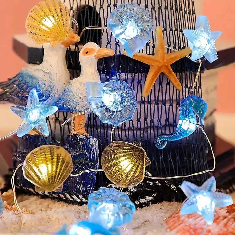 Ocean Shell LED Fairy Lights — Seahorse & Starfish String Lights