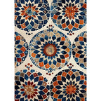 Moroccan Courtyard Mosaic Canvas Print — Mediterranean Arch Wall Art