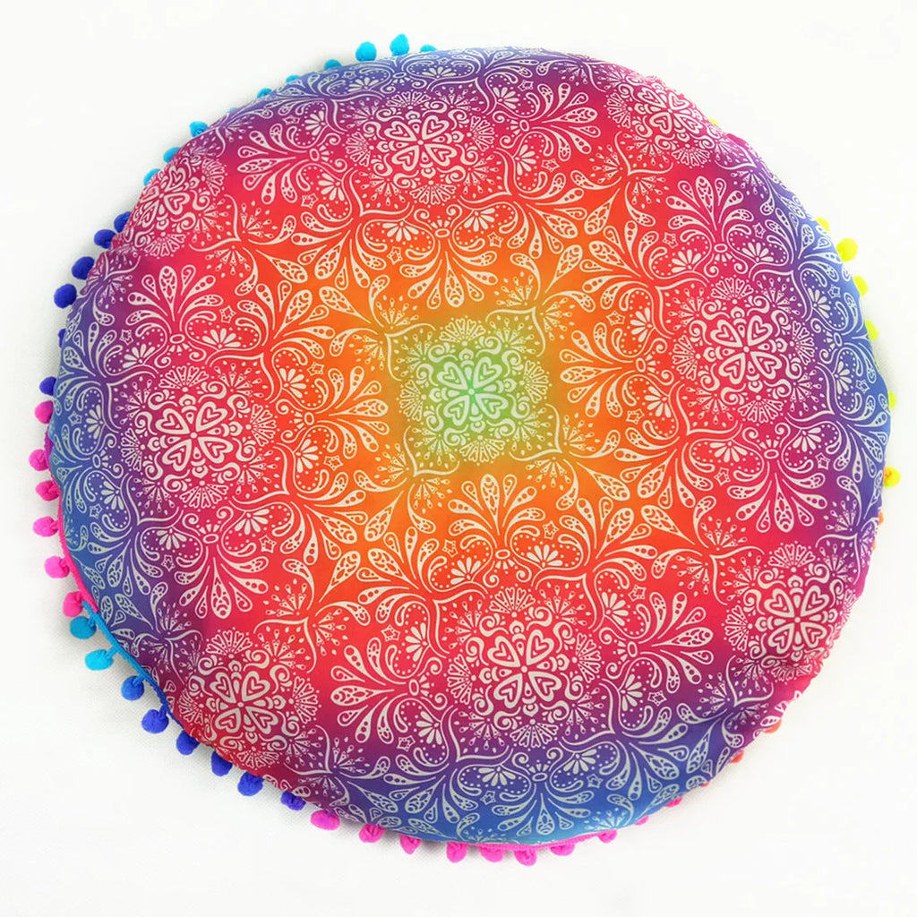 Moroccan Mandala Floor Cushion Cover — Round Bohemian Tatami Seat Cover
