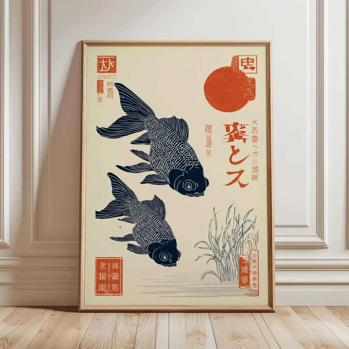 Japanese Koi Fish Canvas Prints Poster Japandi Vintage Fish Aesthetic Art Prints Bedroom Kitchen Home Decor Art Poster Gifts