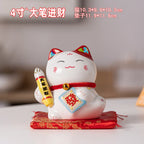 Maneki-Neko Wealth Cat Ornament — Painted Ceramic Lucky Cat