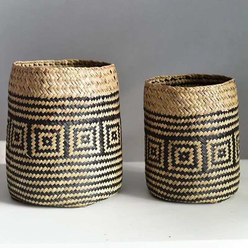Hand-Woven Buri Storage Basket | Filipino-Inspired Plant Fiber Vase