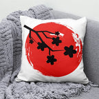 Lucky Cat & Mount Fuji Cushion Cover — Japanese Art Pillow