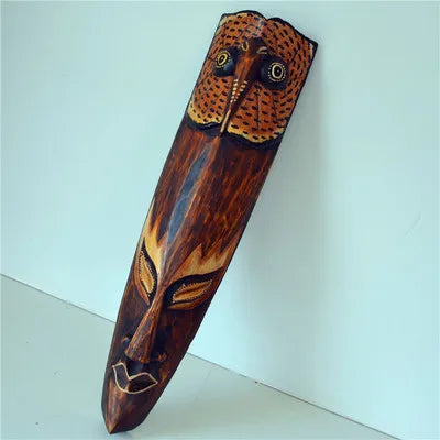 Hand-Carved African Stone Mask — Wooden Wall Hanging