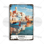 Maghreb Cityscape Metal Sign — North African Travel Wall Décor